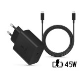 Samsung EP-TA845XBEG gyári gyorstöltő adapter 45W PD + EP-DX510JBE Type-C/Type-C 1,8m - fekete - ECO