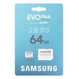 SAMSUNG EVO PLUS MICRO SDXC + ADAPTER 64GB CL10 UHS-I (160 MB/s olvasási sebesség)