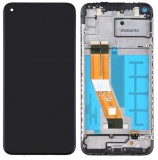 Samsung Galaxy A11 LCD kijelző, érintőpanel, kijelző kerettel, fekete, gyári, SM-A115