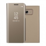 Samsung Galaxy A20e SM-A202F, Oldalra nyíló tok, hívás mutatóval, Smart View Cover, arany (utángyártott) (PSPM022636) - Telefontok