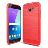 Samsung Galaxy A5 (2017) SM-A520F, TPU szilikon tok, közepesen ütésálló, szálcsiszolt, karbon minta, piros (RS68416) - Telefontok