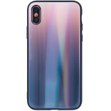 Samsung Galaxy A51 SM-A515F, Szilikon védőkeret, edzett üveg hátlap, Aurora Glass, barna/fekete (GSM098906) - Telefontok