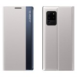 Samsung Galaxy A73 5G SM-A736B, Oldalra nyíló tok, stand, hívás mutatóval, vékony csíkban, Wooze Look Inside, ezüst