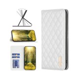 Samsung Galaxy A73 5G SM-A736B, Oldalra nyíló tok, stand, kártyatartóval, 3D rombusz minta, Wooze Pillow, fehér