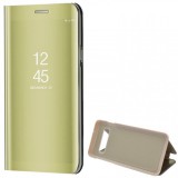 Samsung Galaxy S10 Plus SM-G975, Oldalra nyíló tok, hívás mutatóval, Smart View Cover, arany (utángyártott) (RS84884) - Telefontok