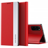 Samsung Galaxy S20 Ultra 5G SM-G988, Oldalra nyíló tok, stand, Wooze Silver Line, piros (104950) - Telefontok