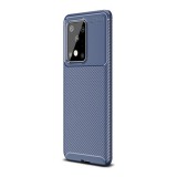 Samsung Galaxy S20 Ultra 5G SM-G988, Szilikon tok, közepesen ütésálló, légpárnás sarok, karbon minta, kék (RS93113) - Telefontok