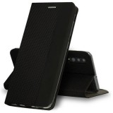 Samsung Galaxy S21 5G SM-G991, Oldalra nyíló tok, stand, textil minta, BookCover, fekete (110476) - Telefontok