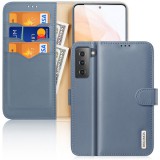 Samsung Galaxy S21 5G SM-G991, Oldalra nyíló tok, valódi bőrtok, stand, csatos, Dux Ducis Hivo, kék (105695) - Telefontok