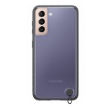 Samsung Galaxy S21 5G SM-G991, Szilikon tok, átlátszó hátlap, ütésálló keret, fekete, gyári (RS102674) - Telefontok