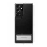 Samsung Galaxy S21 Ultra 5G SM-G998, Műanyag hátlap védőtok, dupla rétegű, gumírozott, kitámasztóval, átlátszó, gyári (RS102633) - Telefontok