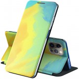 Samsung Galaxy S21 Ultra 5G SM-G998, Oldalra nyíló tok, stand, festék minta, Wooze Flashy Colors, színes/sárga (108348) - Telefontok