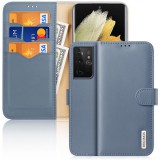 Samsung Galaxy S21 Ultra 5G SM-G998, Oldalra nyíló tok, valódi bőrtok, stand, csatos, Dux Ducis Hivo, kék (105697) - Telefontok