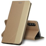 Samsung Galaxy S22 Plus 5G SM-S906, Oldalra nyíló tok, stand, textil minta, BookCover, arany (116499) - Telefontok