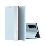 Samsung Galaxy S23 Plus SM-S916, Oldalra nyíló tok, stand, Wooze Silver Line, világoskék