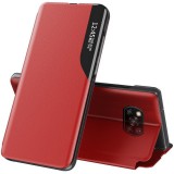Samsung Galaxy S25 Edge SM-S937, Oldalra nyíló tok, stand, hívás mutatóval, Wooze FashionBook, piros