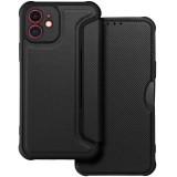Samsung Galaxy S26 SM-S942, Oldalra nyíló tok, légpárnás sarok, bőrhatású, karbon minta, Razor Book, fekete
