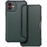 Samsung Galaxy S26 SM-S942, Oldalra nyíló tok, légpárnás sarok, bőrhatású, karbon minta, Razor Book, zöld