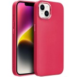 Samsung Galaxy S26 SM-S942, Szilikon tok, közepesen ütésálló, fémhatású kamera keret, Frame Case, magenta