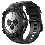 Samsung Galaxy Watch 4 Classic (42mm) SM-R880, Szilikon védőkeret, ütésálló, szíjjal, Spigen Rugged Armor Pro, fekete (112809) - Szíj