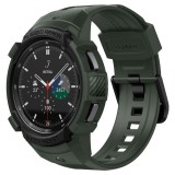 Samsung Galaxy Watch 4 Classic (46mm) SM-R890, Szilikon védőkeret, ütésálló, szíjjal, Spigen Rugged Armor Pro, sötétzöld (112810) - Szíj
