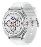 Samsung Galaxy Watch 8 Classic, 3.4 cm (1.3"), AMOLED, 46 mm, Bluetooth, Alumínium, Fehér, Okosóra, Fehér hibrid ökobőr szíjjal