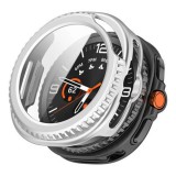 Samsung Galaxy Watch 8 Classic (46 mm) SM-L500 / L505, Műanyag védőkeret, kijelzővédő üveggel, közepesen ütésálló, szíj nélkül, ezüst