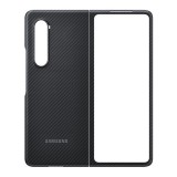 Samsung Galaxy Z Fold3 5G SM-F926B, Műanyag hátlap védőtok, Aramid - Kevlár bevonat, karbon minta, fekete, gyári (RS109965) - Telefontok