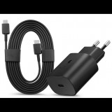 Samsung gyári hálózati töltő adapter Type-C bemenettel + 1,8 m-es Type-C - Type-C kábel - 25W - EP-TA800EBE + EP-DW767JBE - fekete (ECO csomagolás) (SAM-0951)