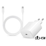 Samsung gyári hálózati töltő adapter TypeC bemenet 1,8 m Typ-C TypeC kábel 45W EPTA845EWE EPDX510JWE fehér ECO csom
