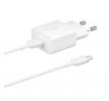 Samsung hálózati töltő Type-C aljzat (15W, gyorstöltő + Type-C kábel) FEHÉR
