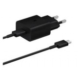 Samsung hálózati töltő Type-C aljzat (15W, PD gyorstöltő + Type-C kábel) FEKETE