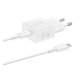 Samsung hálózati töltő Type-C aljzat (25W, GaN, PD gyorstöltő + Type-C kábel) FEHÉR