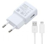 Samsung hálózati töltő USB aljzat (15W, gyorstöltő + microUSB kábel, 100cm kábel) FEHÉR