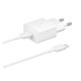 Samsung hálózati töltő (USB-C aljzat, 15W, USB-C kábellel, fehér)