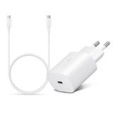 Samsung hálózati töltő (USB-C aljzat, 25W, EP-DA705BWE USB-C kábellel, fehér)
