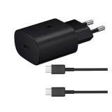 Samsung hálózati töltő (USB-C aljzat, 25W, EP-DG980BBE USB-C kábellel, fekete)