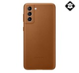 SAMSUNG műanyag telefonvédő (valódi bőr hátlap) BARNA Samsung Galaxy S21 Plus (SM-G996)