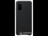 Samsung műanyag, valódi bőr tok Samsung Galaxy S20 (SM-G980F) készülékhez, fekete
