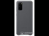 Samsung műanyag, valódi bőr tok Samsung Galaxy S20 (SM-G980F) készülékhez, szürke