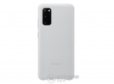 Samsung műanyag, valódi bőr tok Samsung Galaxy S20 (SM-G980F) készülékhez, világosszürke