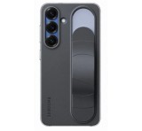 SAMSUNG szilikon telefonvédő (matt, beépített szíj, kitámasztó) FEKETE Samsung Galaxy S25 (SM-S931)