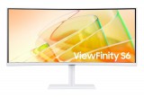 Samsung ViewFinity S6 S65TC, 34" (86.36 cm), 2K, 5 ms, UWQHD, 3440x1440, 21:9, 100 Hz, Ívelt, (G), Fehér monitor