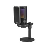 Sandberg mikrofon - streamer usb microphone rgb (usb-c; cardioid; rgb, 3,5 mm jack fejhallgató kimenet, fekete) 126-39