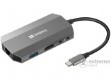 Sandberg Notebook Dokkoló - USB-C 6in1 Travel Dock (USB-C bemenet; HDMI+2xUSB3.0+USB-C+RJ45+SD kimenet)