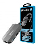 SANDBERG USB-C tartozék, USB-C 6in1 Travel Dock 136-33
