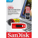SANDISK CRUZER ULTRA PENDRIVE 32GB USB 3.0 Piros (100 MB/s olvasási sebesség)