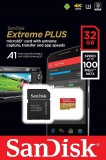 Sandisk EXTREME PLUS MICRO SDHC 32GB + ADAPTER CLASS 10 UHS-I U3 A1 V30 100/90 MB/S
