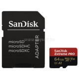 Sandisk Extreme Pro MicroSDXC memóriakártya 64GB, Class10 UHS-I U3 + adapter (183520)