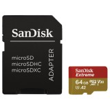 Sandisk microsd extreme kártya 64gb, 170/80 mb/s, a2 c10 v30 uhs-i u3 (121585)